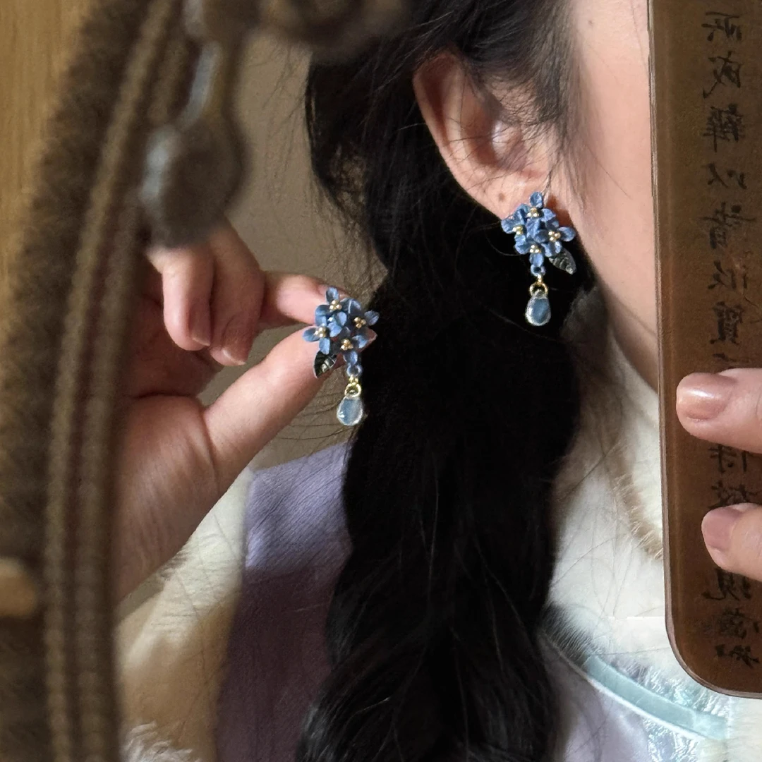 s925银针耳环2025新款高级感兰花流苏耳钉新中式民族古风轻奢耳饰