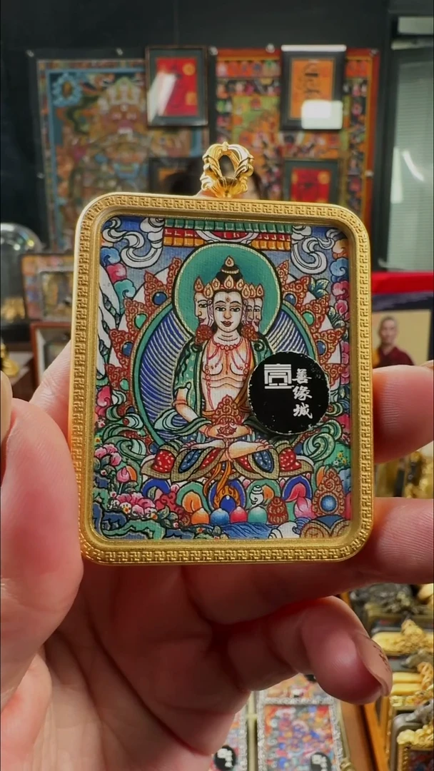 吊坠 壹善缘城手绘唐卡大日