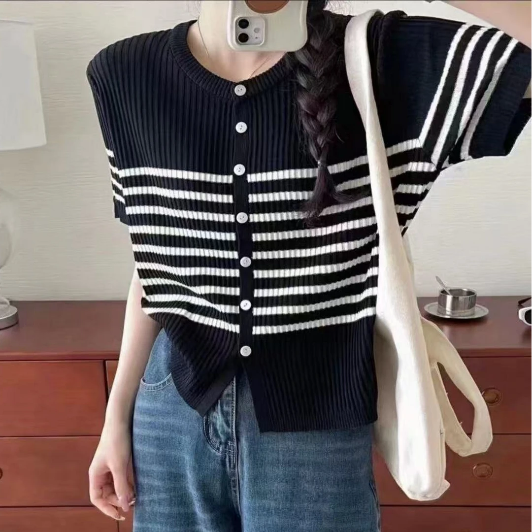 (620~737）夏季新款针织时尚上衣百搭气质简约甜美显瘦休闲设计感