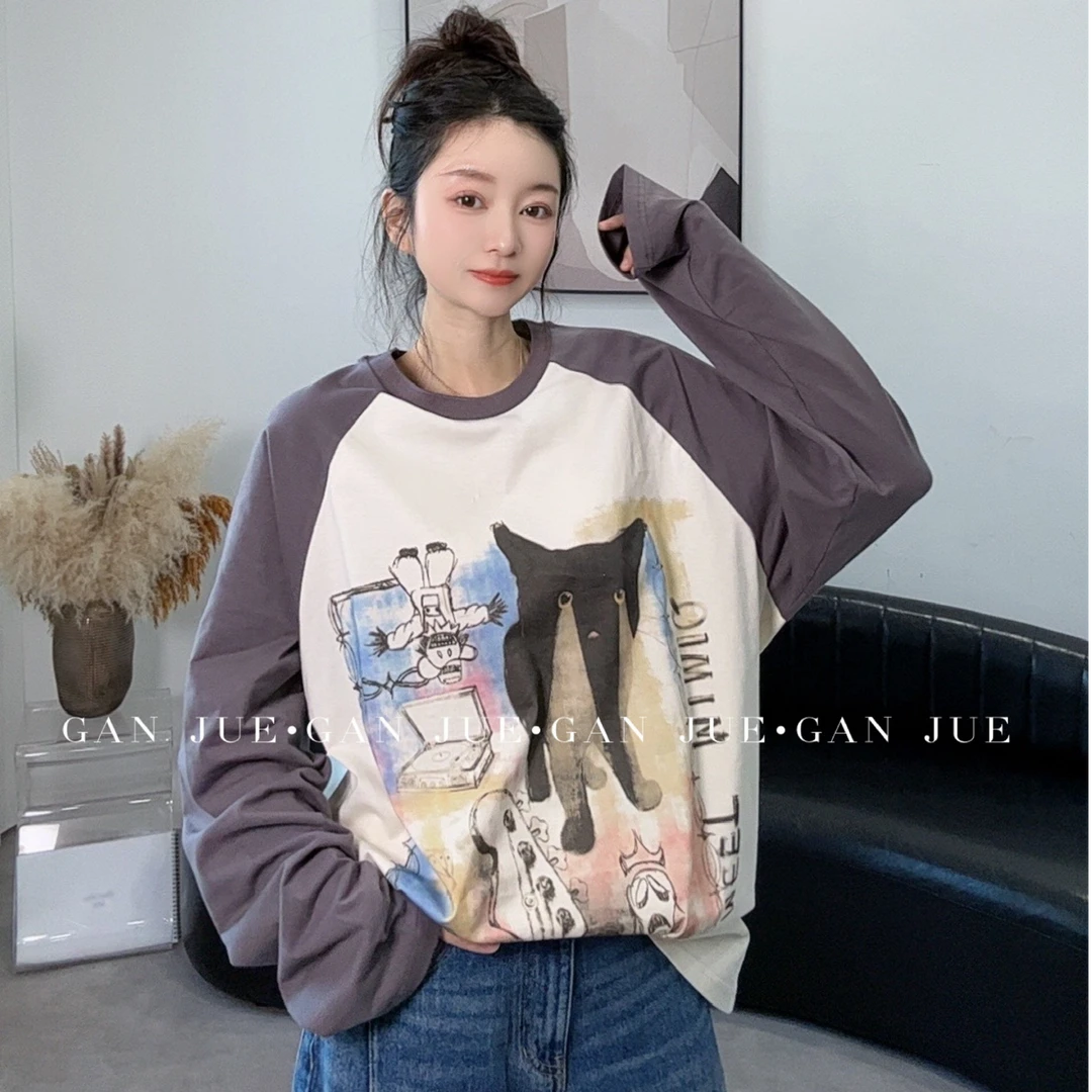 OZE®设计师品牌女装   印花 宽松T恤