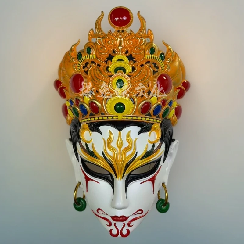 塔兔绣白鹤童子面具精细涂装国潮树脂傩戏COS定制类产品动漫道具