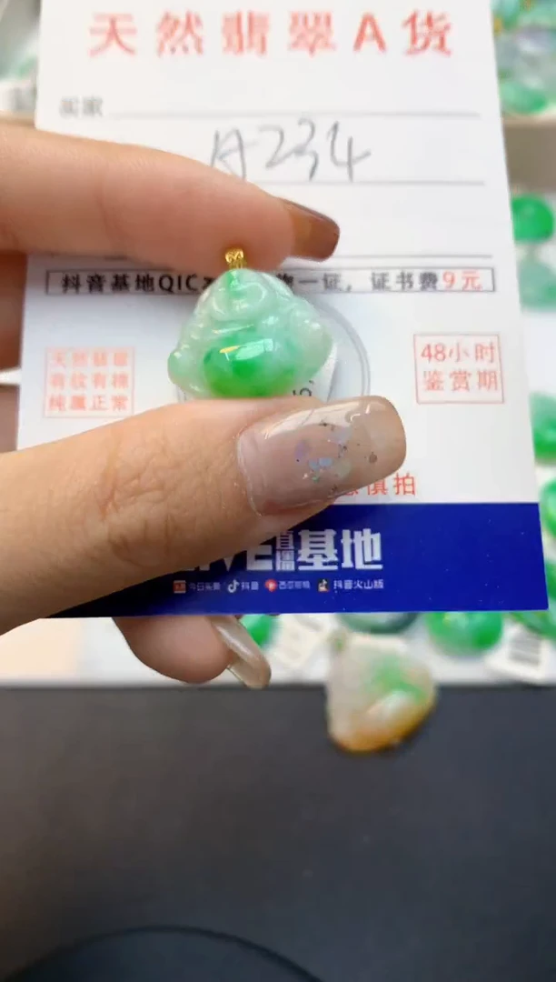 颈饰18K金镶嵌翡翠天然缅甸A货翡翠百元以上9元证书费自理