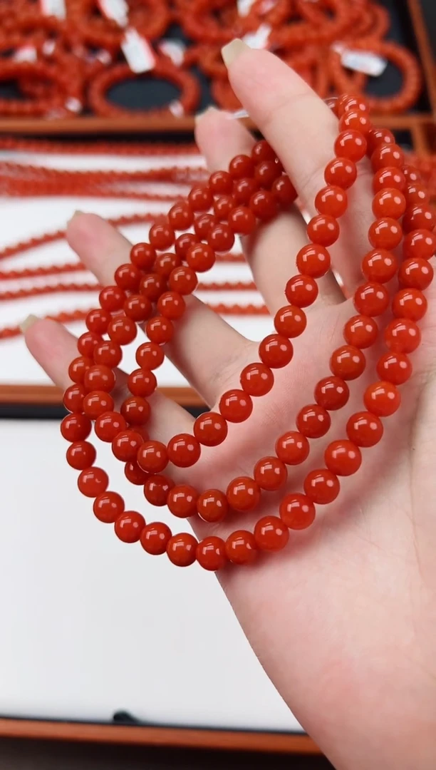 【闪购商品】南红玛瑙长串未镶嵌阿东寨亮光高高品7+一条