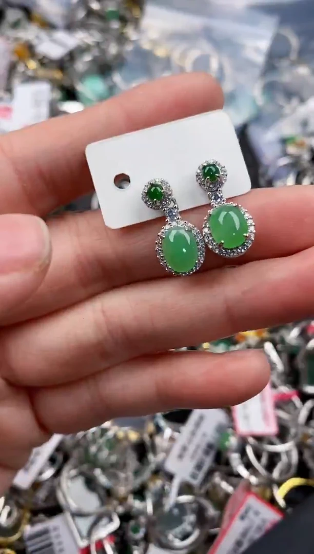 银S925镶嵌戒指翡翠666      6