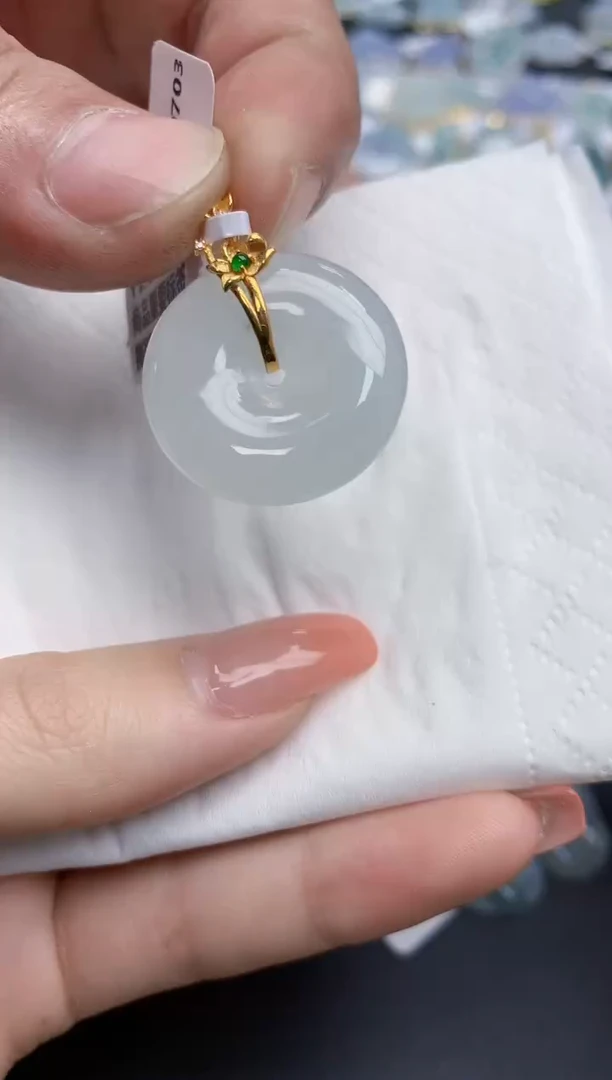 【闪购商品】翡翠颈饰18K金镶嵌天然缅甸翡翠A货