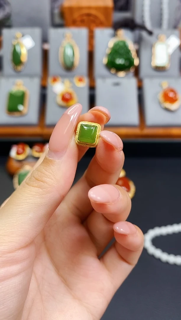 颈饰银S925镶嵌和田玉碧玉DIY颈饰配件