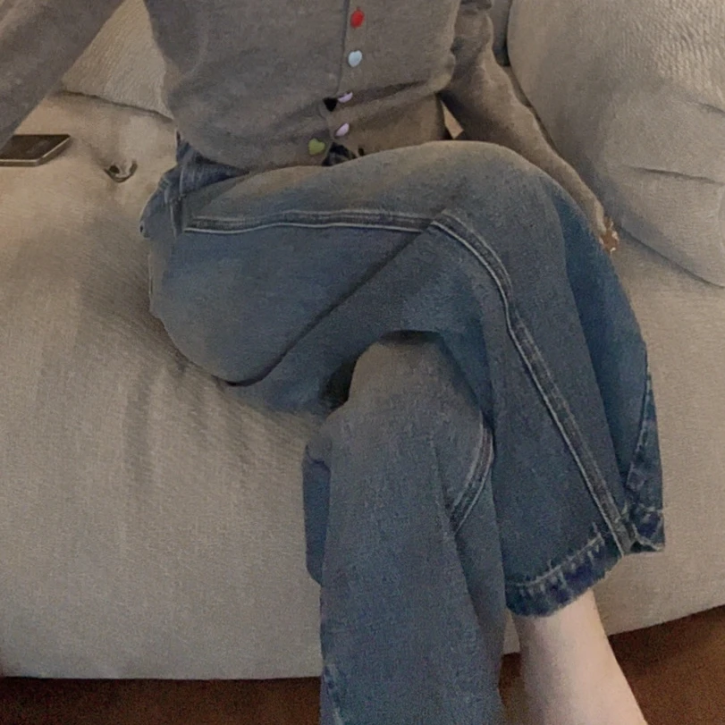 【悦悦专属】设计感工装口袋弧形百搭显瘦牛仔裤Y770