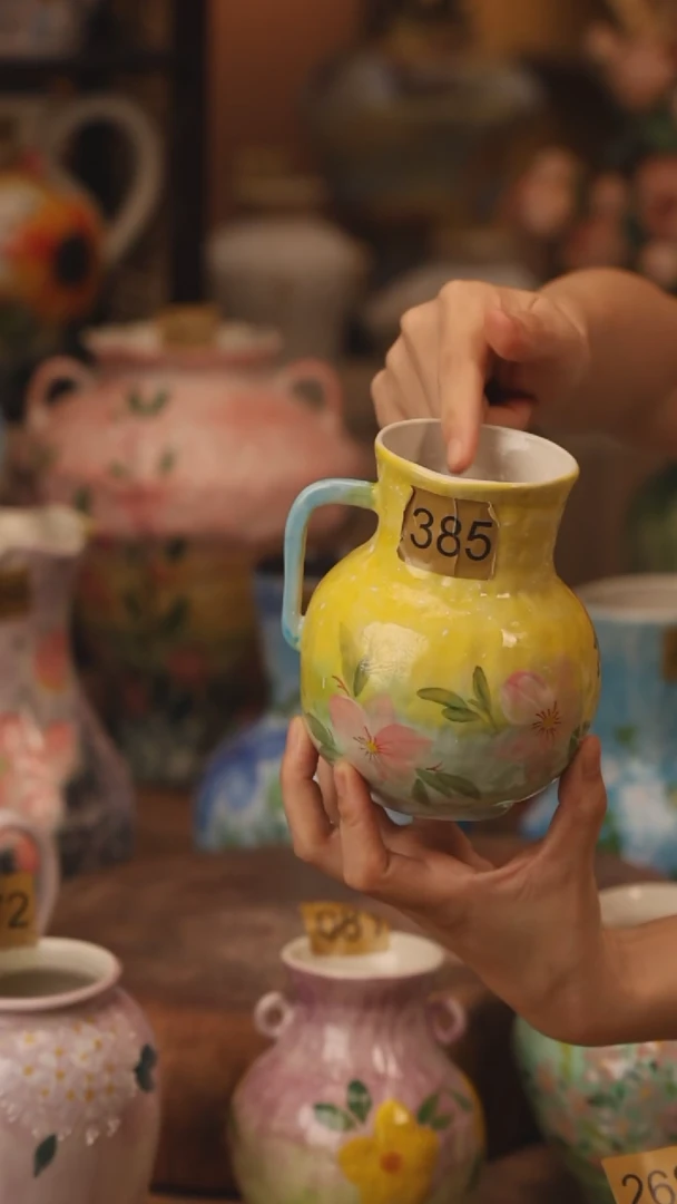 陶瓷385景德镇设计师手作花器摆件侘寂风