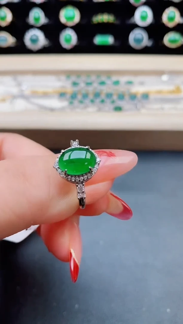 【闪购商品】翡翠戒指银S925镶嵌08500