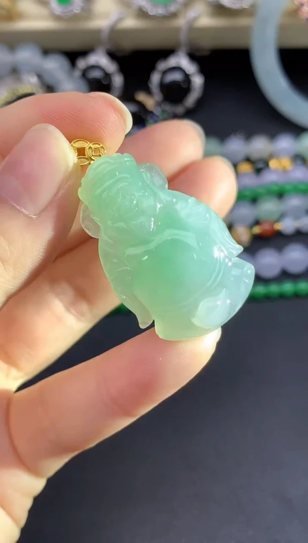 颈饰18K金镶嵌翡翠302-雪姐翡翠天天见