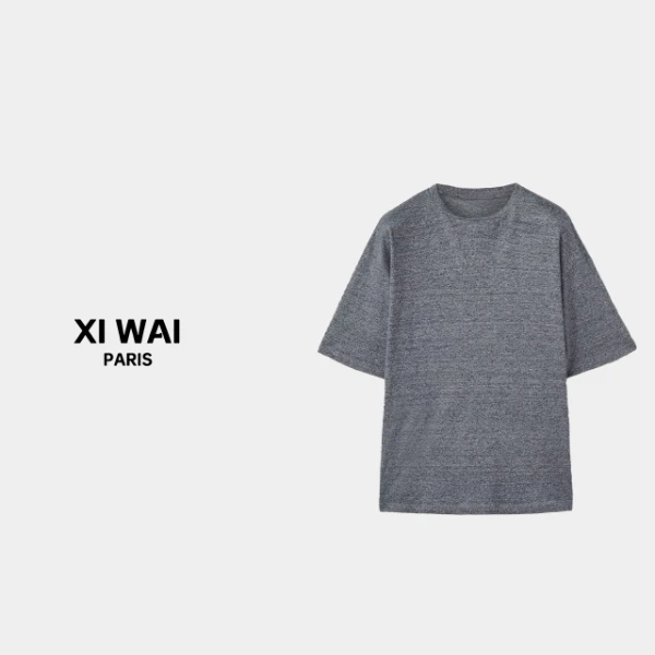 高级男装 春夏新品25s男士汉麻混纺面料透气T恤休闲舒适短袖 0147