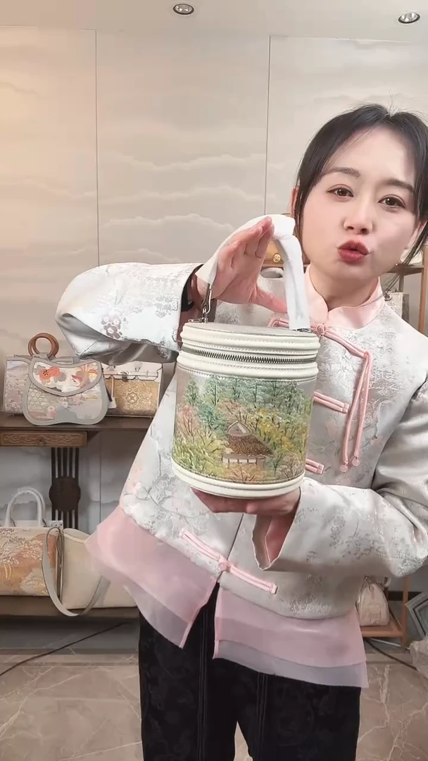 【闪购商品】织绣【13号】岁玺子兮头层牛皮 拉链发财桶