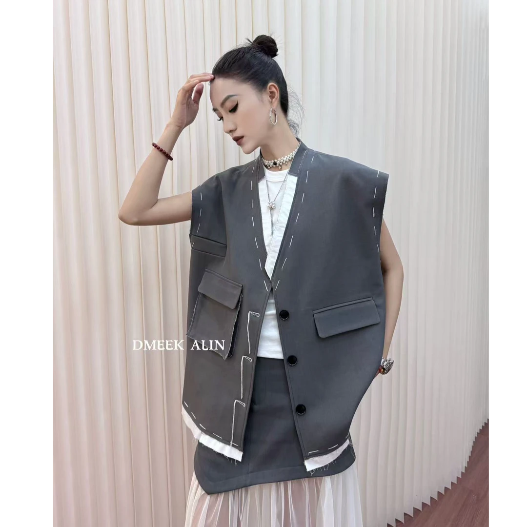 【XILIN ALIN 吉拉】小众重工时尚宽松马甲无袖马夹