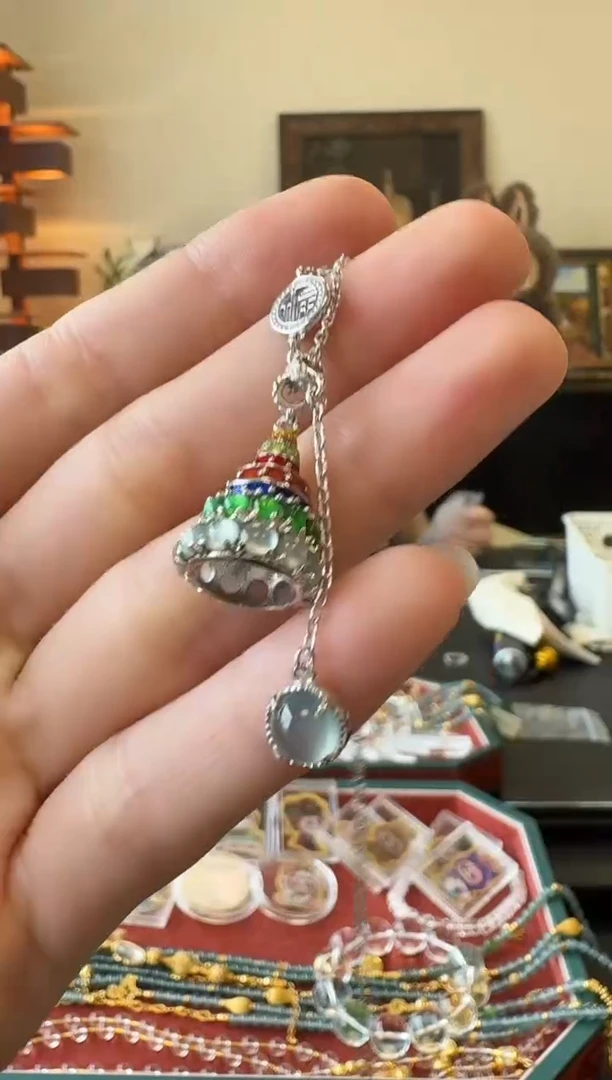 翡翠银S925镶嵌吊坠(不含链)银镶