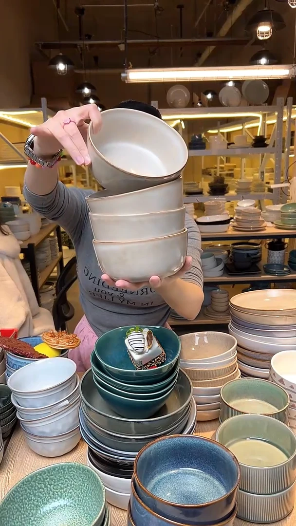 瓷40 外贸尾货高温釉下彩陶瓷餐具默认微瑕