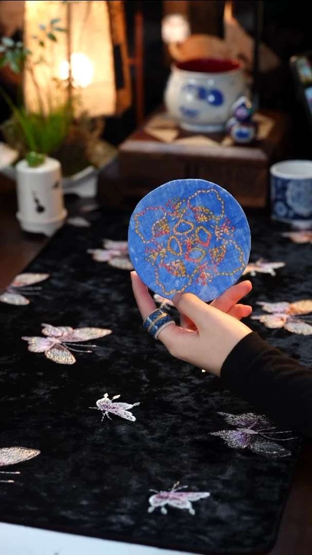 纯手工刺绣杯垫·