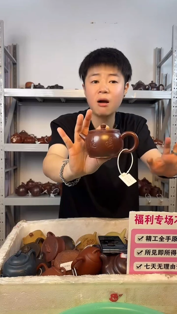 茶壶紫砂百目老紫泥鸣远汉瓦紫砂壶（3）