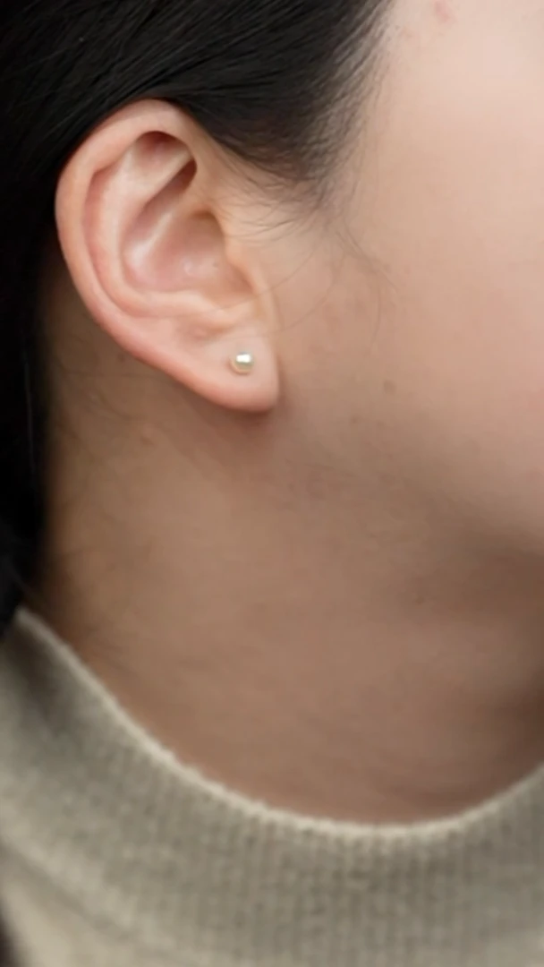 银S925镶嵌耳饰海水珍珠4-5akoya羽皇金耳钉