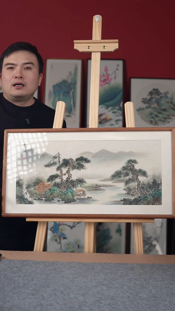 国画纯手绘纯手写-带框尺寸36*69