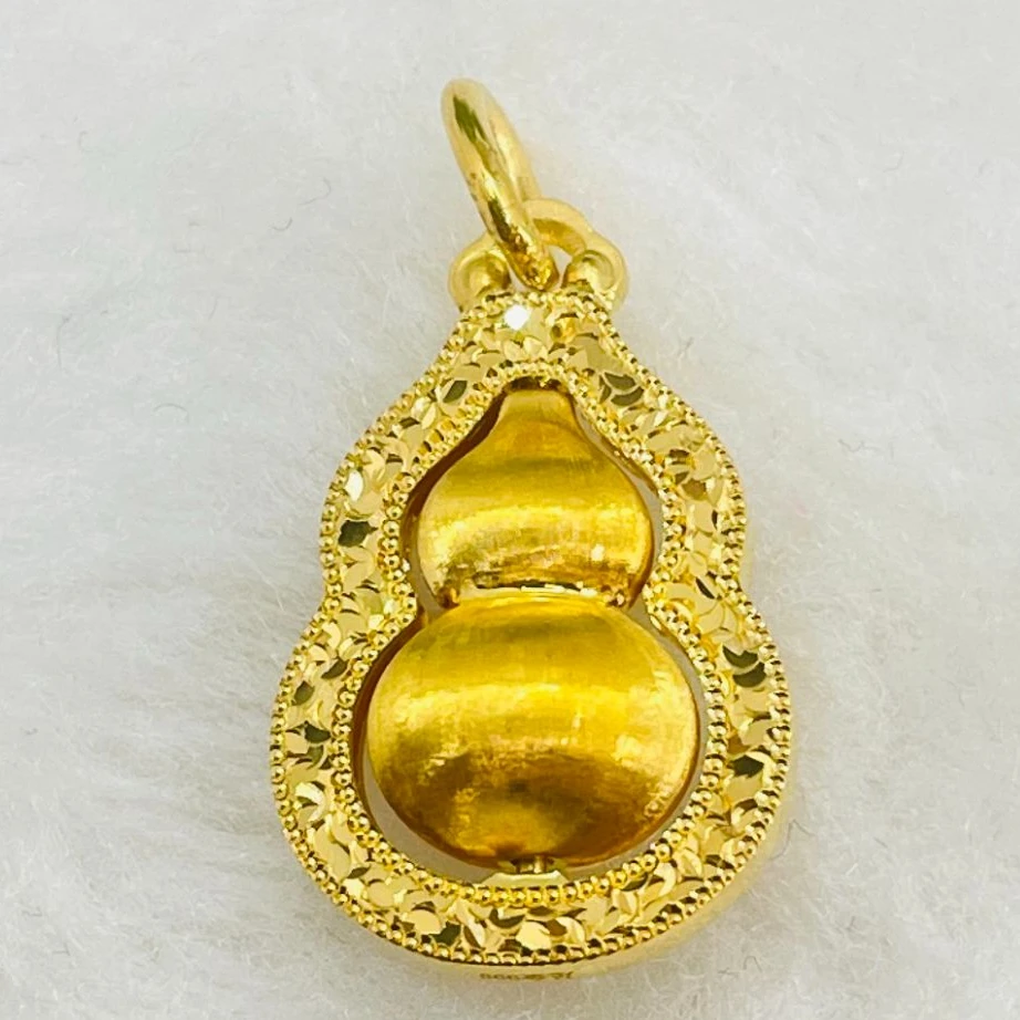 足金5G工艺 碎碎金拉丝旋转葫芦吊坠 【845】