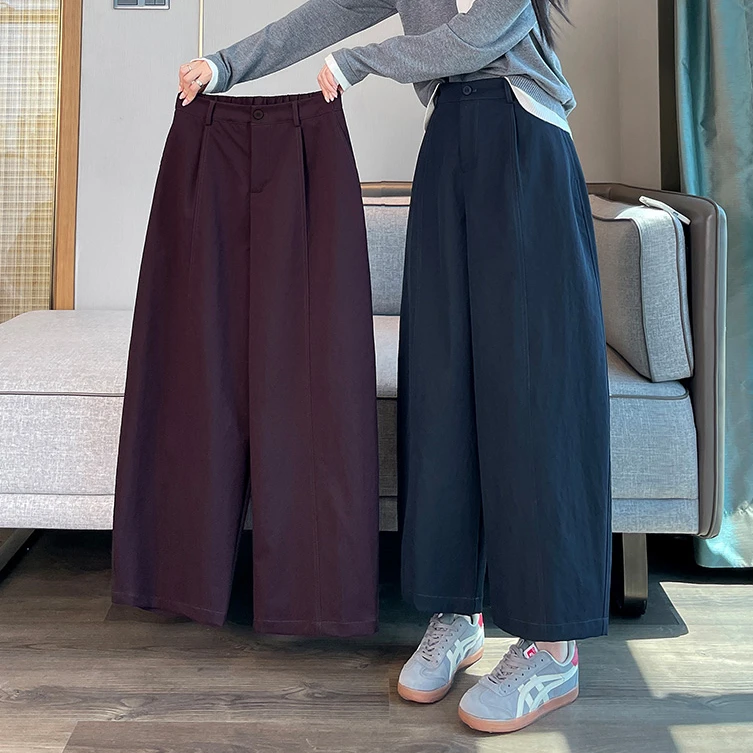 弯刀阔腿裤女2025秋冬加绒高腰显瘦时尚宽松新款小个子哈伦香蕉裤