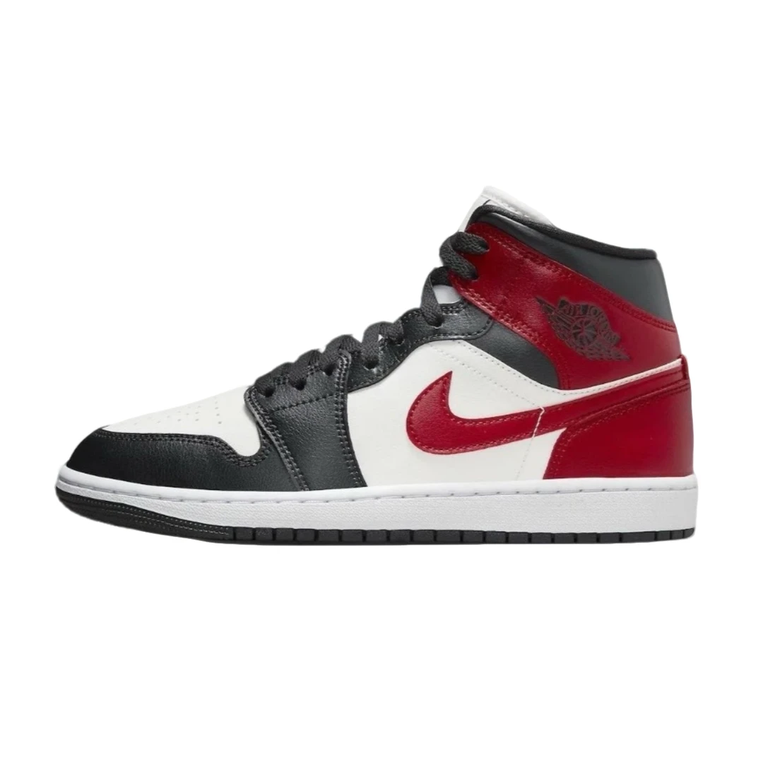耐克Air Jordan 1 MID女子中帮复古黑红白休闲板鞋BQ6472160