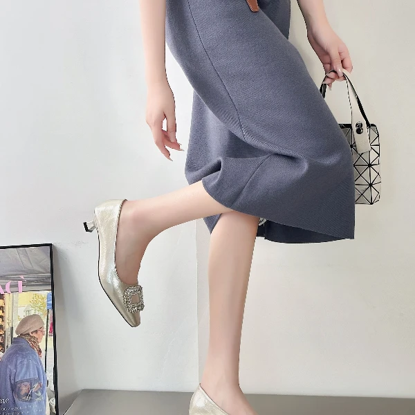 尖头浅口百搭气质软底包头细跟玛丽珍单鞋低跟真皮