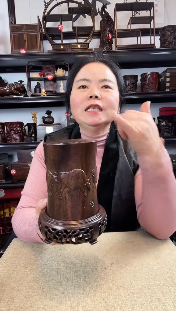 木新款3+小牛笔筒老李红木工艺品