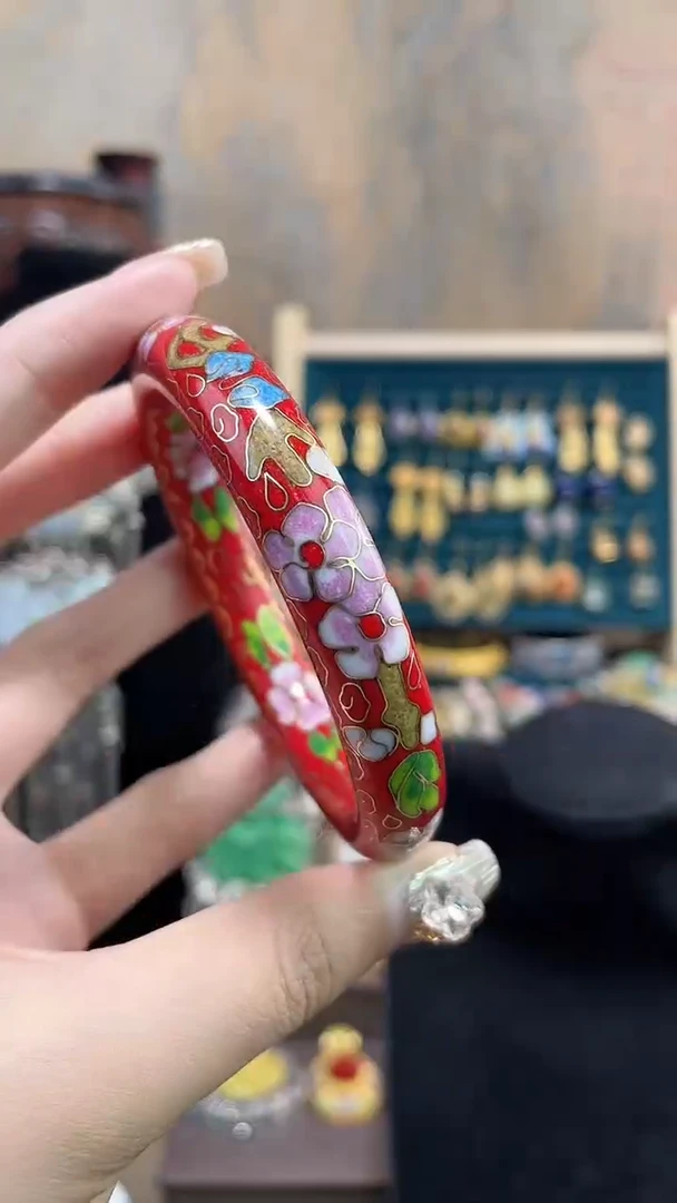 非遗景泰蓝镯子红色