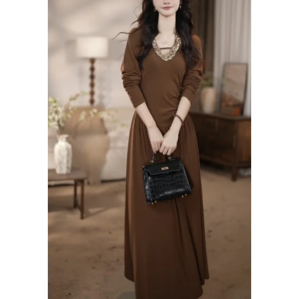 【可可专属】辛德瑞拉 秋季上新法式气质高级优雅收腰连衣裙-HZ891