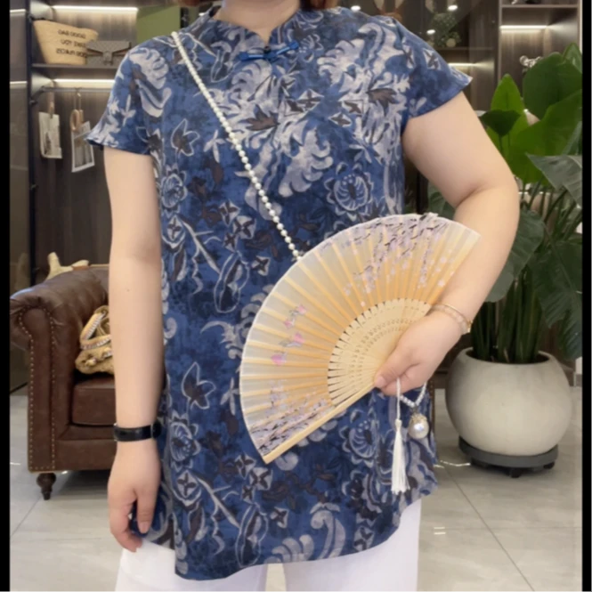 新中式禅意风复古盘扣斜襟立领提花图腾改良旗袍上衣（衣长78左右）