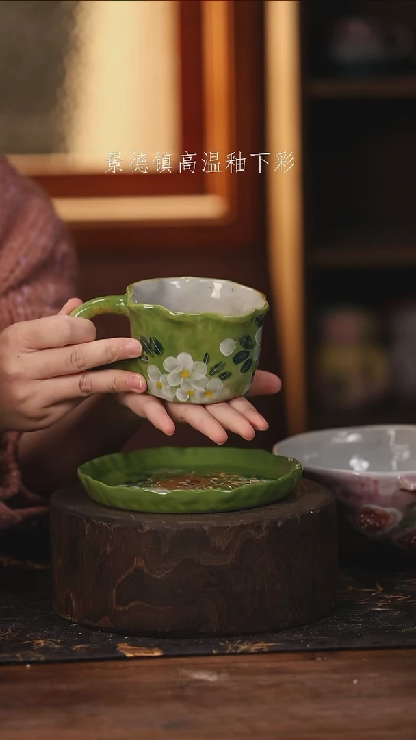 陶瓷景德镇高温釉下手绘陶瓷@L004@