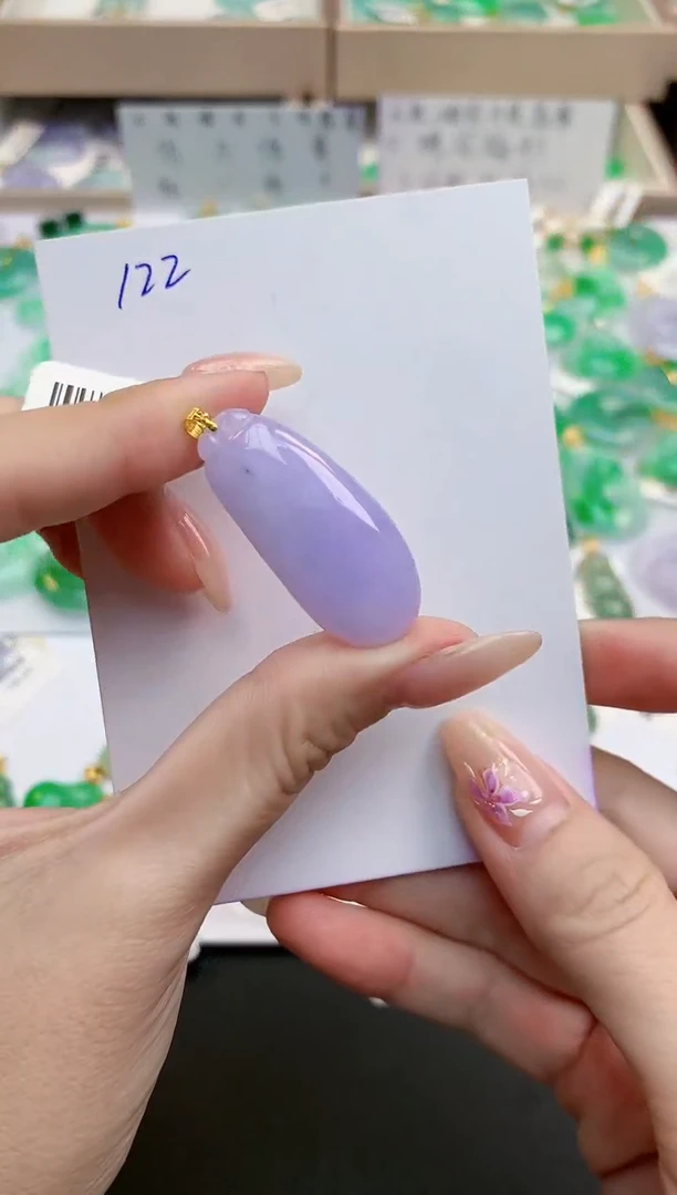 颈饰18K金镶嵌翡翠天然缅甸A货翡翠