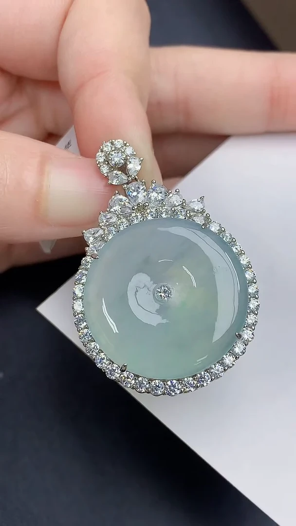 颈饰银S925镶嵌翡翠天然缅甸A货百元以上9元证书费自理