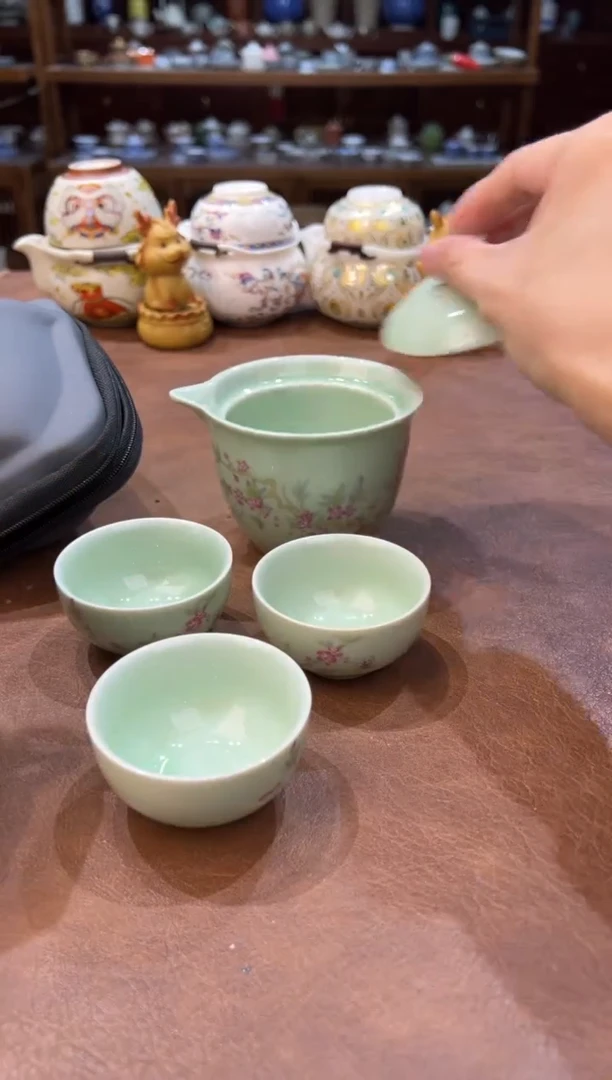 真的很便宜超好看会开片的旅行茶具