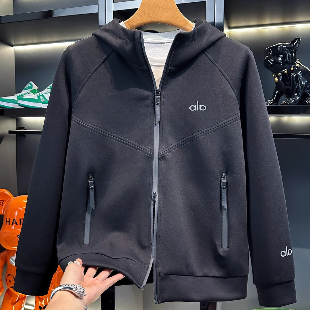 2026年秋冬季新款男士连帽卫衣外套立体裁剪拼接设计休闲运动外套