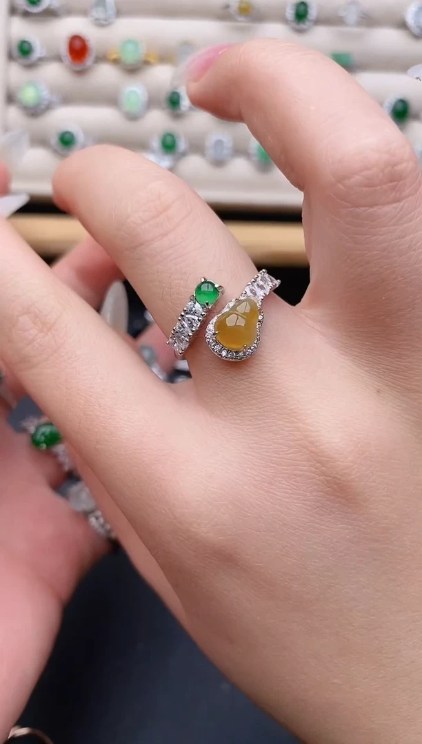 银S925镶嵌戒指翡翠0