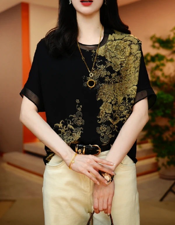 黄金花色-极简风减龄优雅轻奢时尚百搭气质上衣