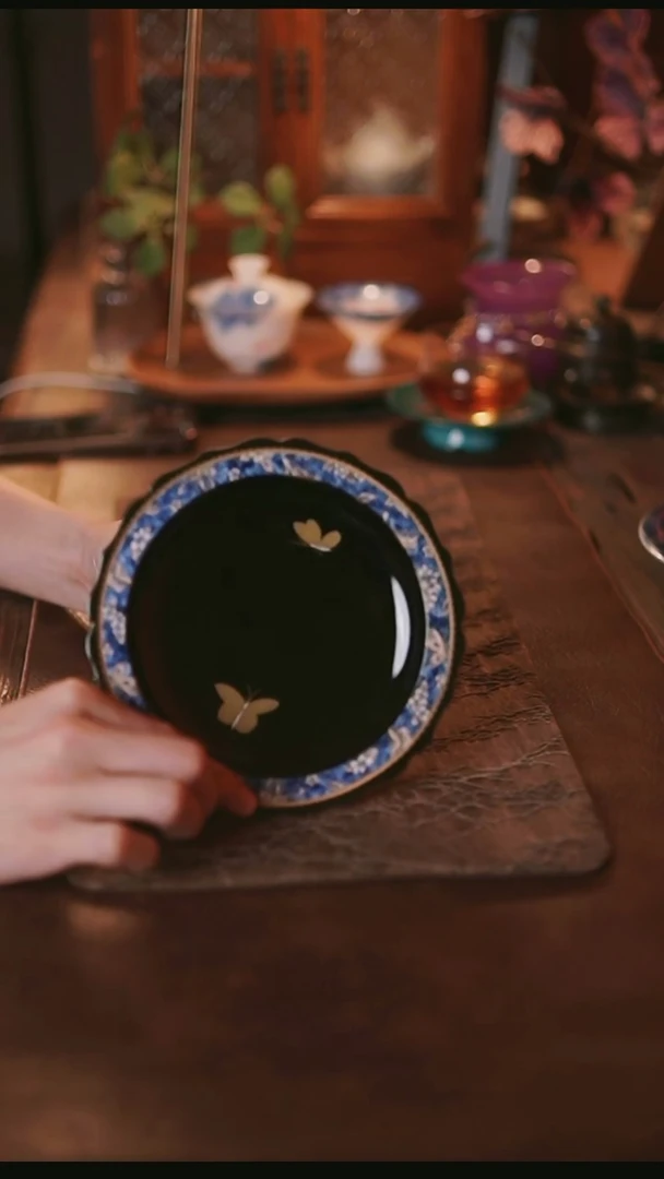 茶器 造白黑金壶承壶承