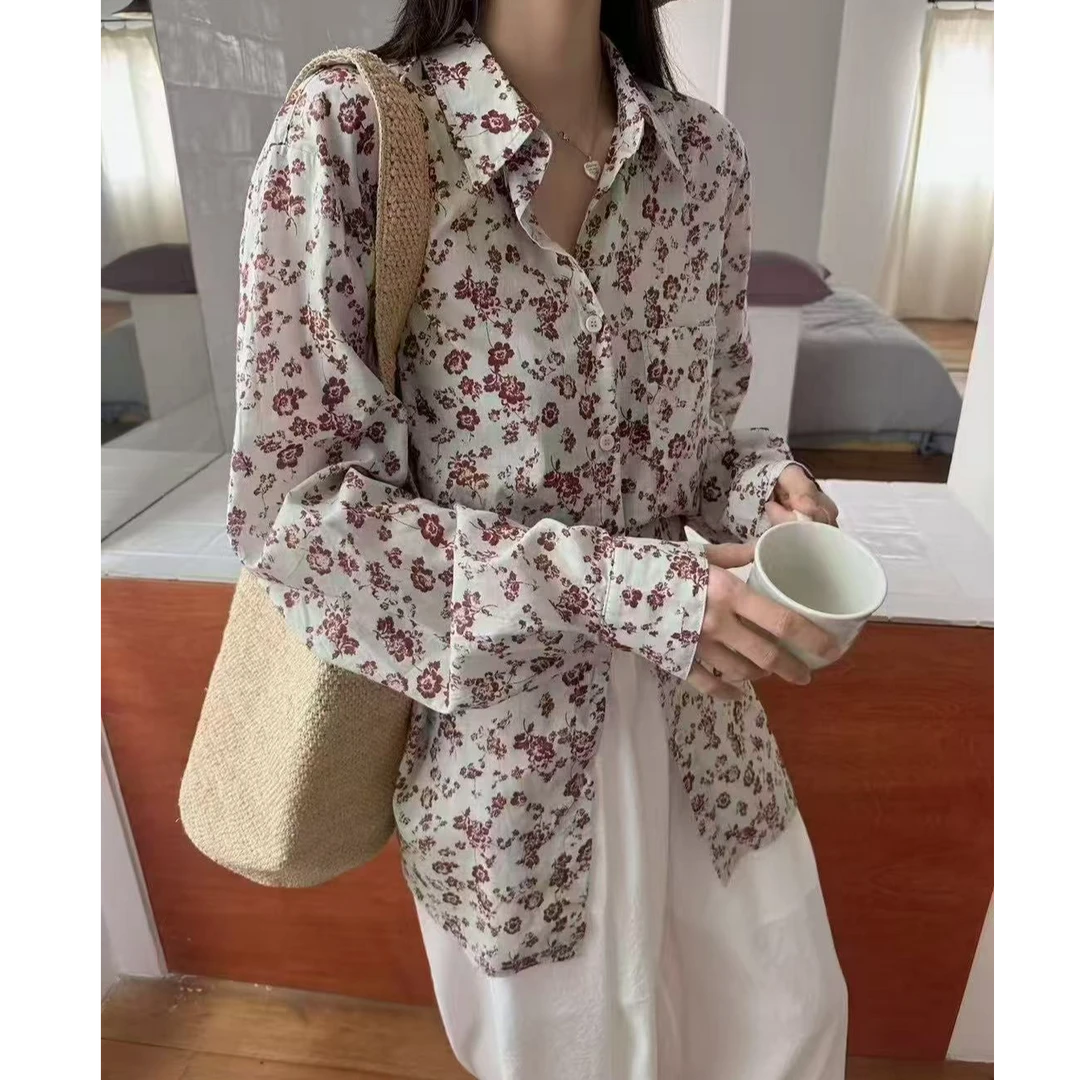 十三行摩登-夏季福秒度假风碎花休闲衬衫#H5612