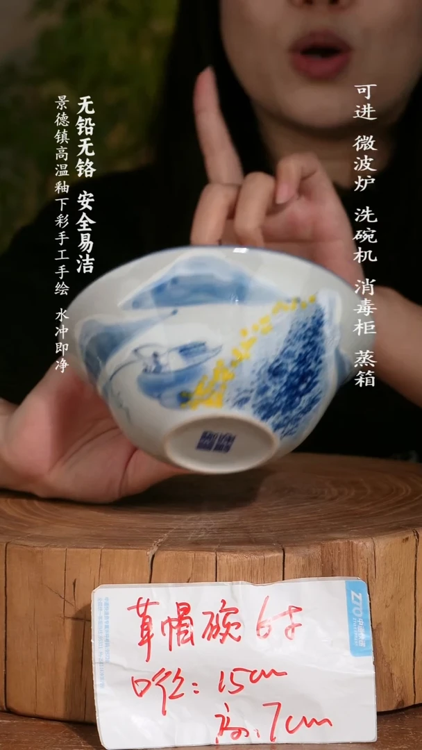 碗陶瓷景德镇高温瓷釉下彩手绘陶瓷