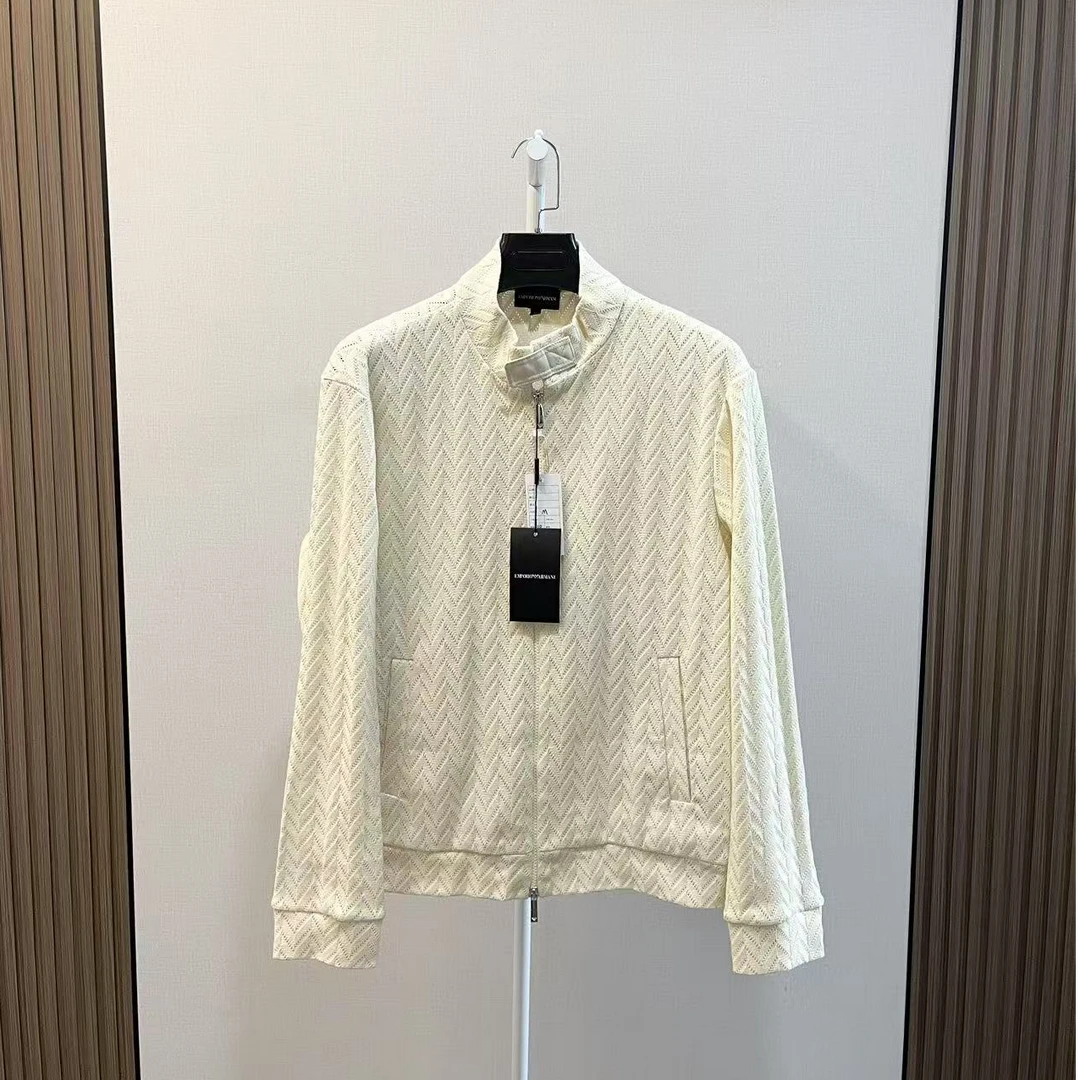 全新未使用 GIORGIO ARMANI/阿玛尼 /米白色拉链毛衣外套/尺码M