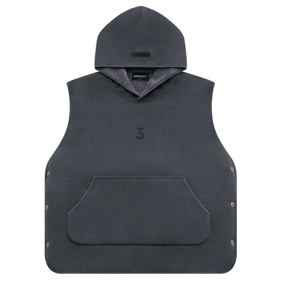 秋冬马甲纯色加绒加厚款连帽仿羊羔绒马甲