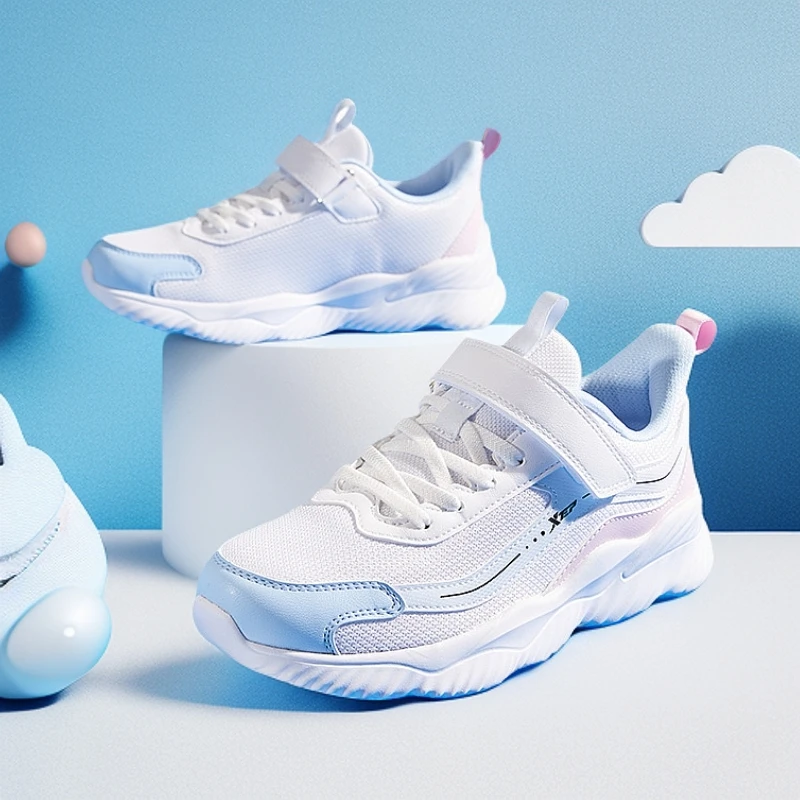 特步儿童春秋季新款轻跑鞋女童减震软底魔术贴运动鞋676415119475