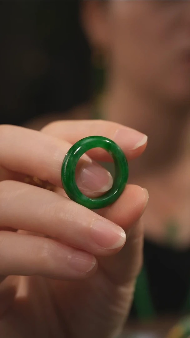 翡翠戒圈未镶嵌满绿翡翠戒圈 15圈口