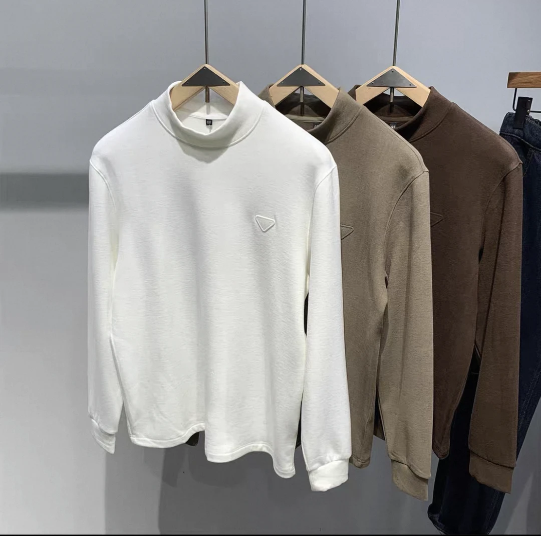 男士时尚休闲简约羊绒蚕丝绒保暖打底衫81703