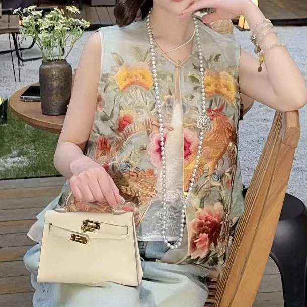 【清货专用尾单链接】2025夏季款圆领盘扣时尚国风重工刺绣花气质桑