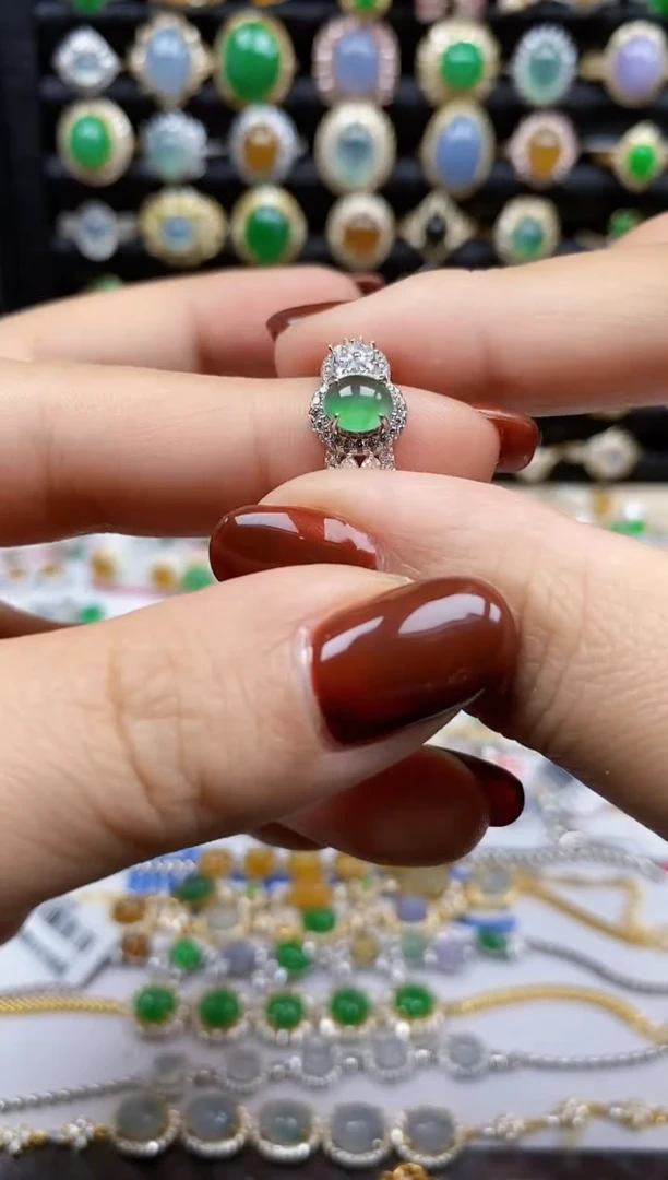 银S925镶嵌戒指翡翠9302