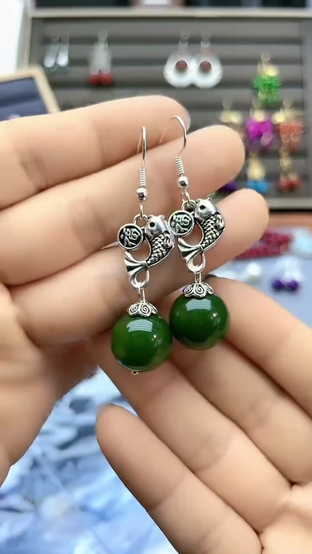 【闪购商品】和田玉耳饰银S925镶嵌563000