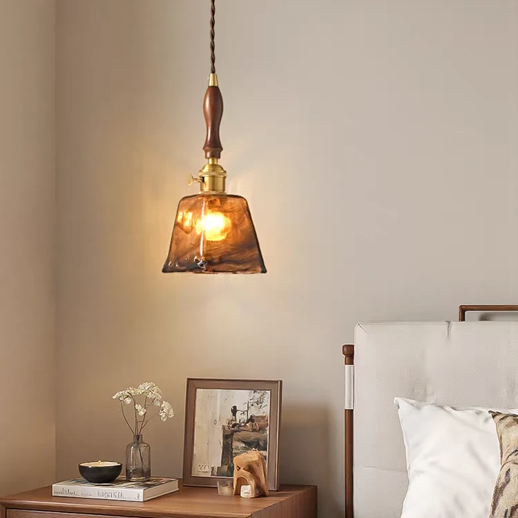 【丫丫甄选】中古风玻璃小吊灯 卧室床头小吊灯